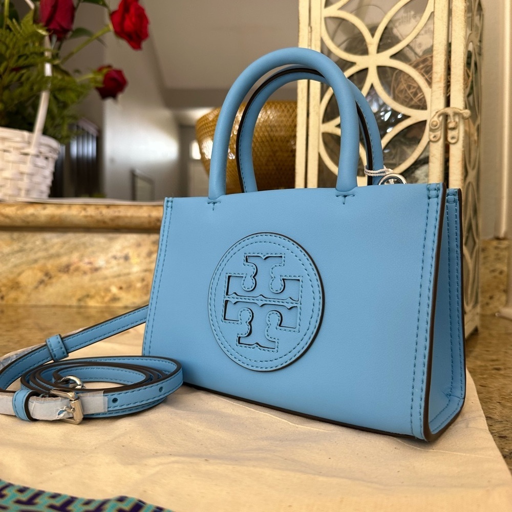 NWT  Tory Burch ELLA BIO MINI TOTE  BLUE AZURE